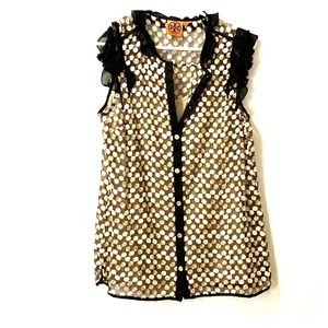 Tory Burch Blouse Black & Gold.